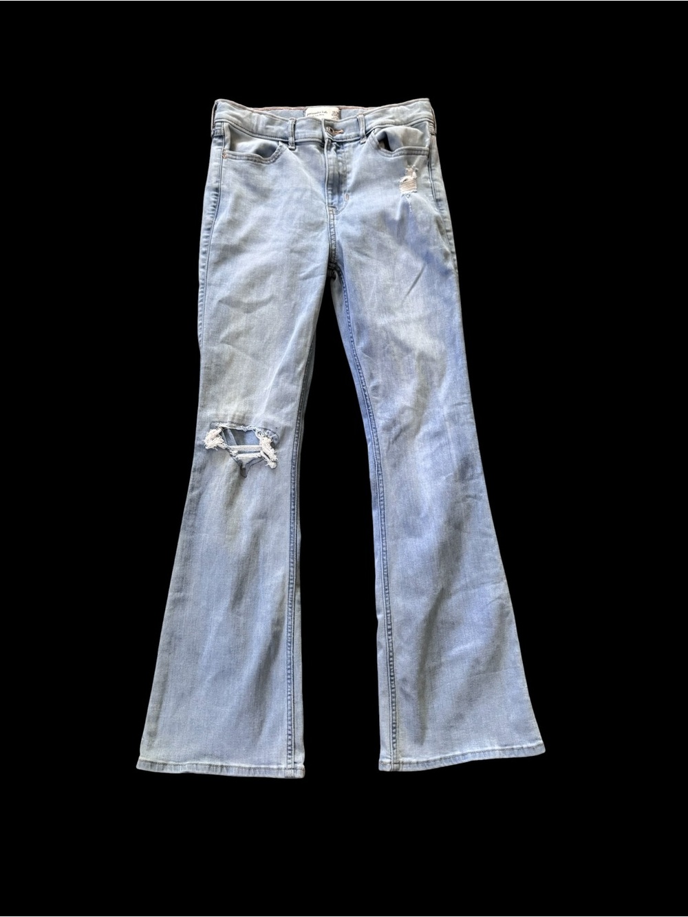 Abercrombie Kids Light Wash Flare Jeans Girls Size 13/14 Regular Distressed